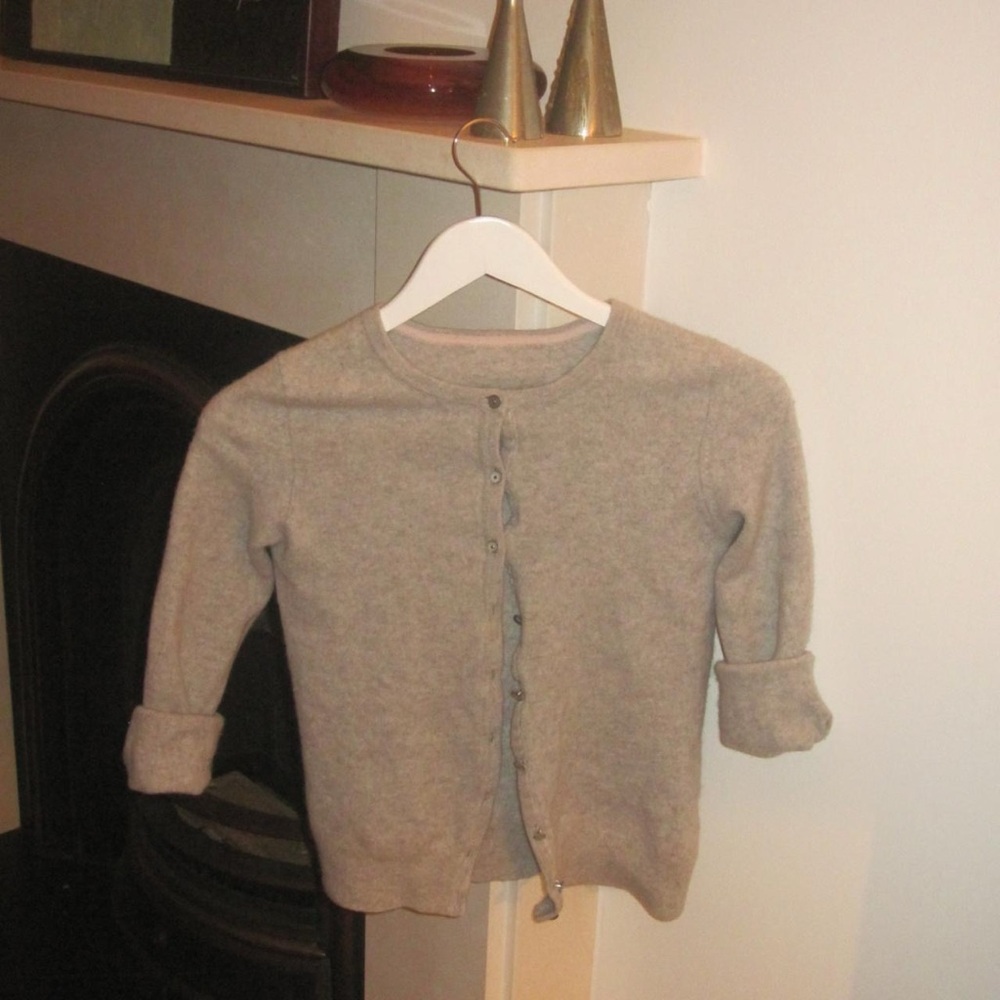 Light Gray Button-Up Cashmere Cardigan 100% cashmere cardigan